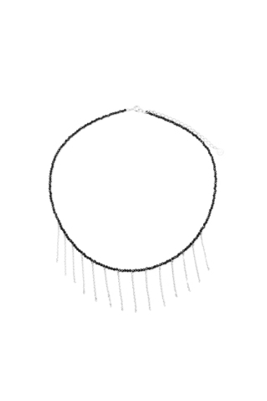 Серебряное колье-чокер из натуральной шпинели с цепочками (14)