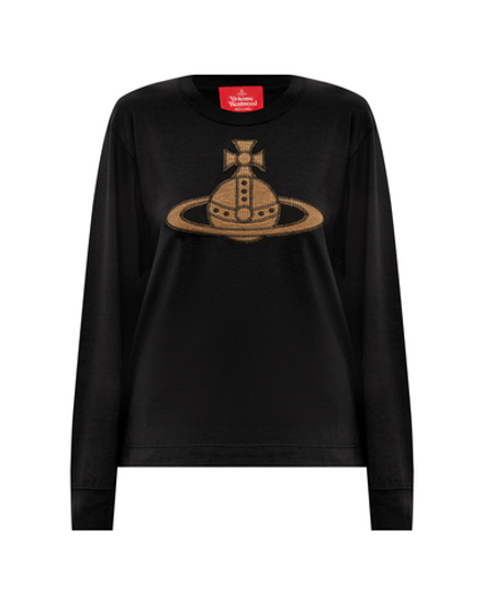 VIVIENNE WESTWOOD RED LABEL ЛОНГСЛИВ ЧЕРНЫЙ С АППЛИКАЦИЕЙ ВИДЕ ЛОГОТИПА БРЕНДА