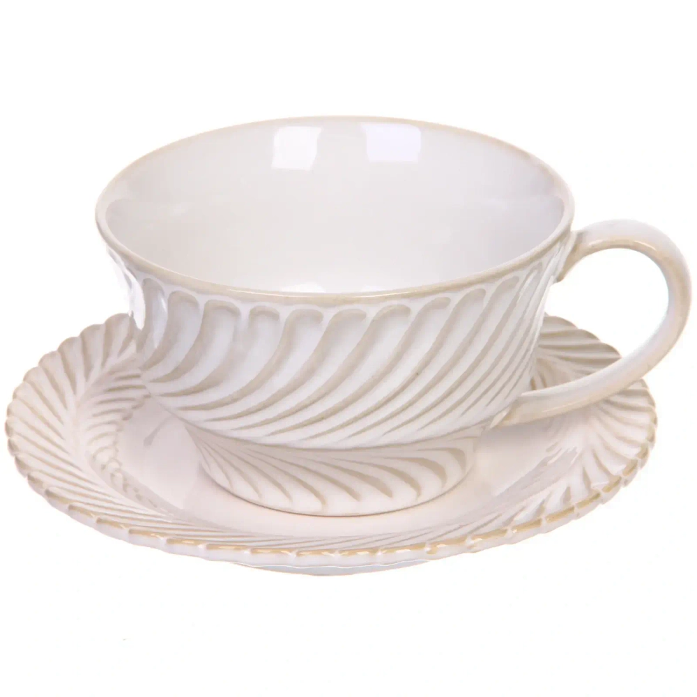 Чайная пара «Верона» (кружка 230мл, блюдце) полоска бежевая