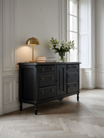 Комод 160х50х94, Джоли, с шестью ящиками для одежды, в спальню, прихожую, гостиную, массив березы, черный, Makosa