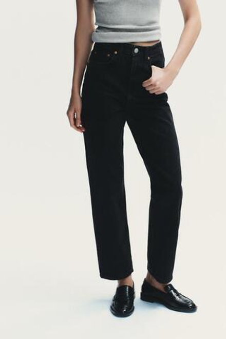 ZARA ДЖИНСЫ TRF MOM FIT С ВЫСОКОЙ ПОСАДКОЙ, ЧЕРНЫЙ
