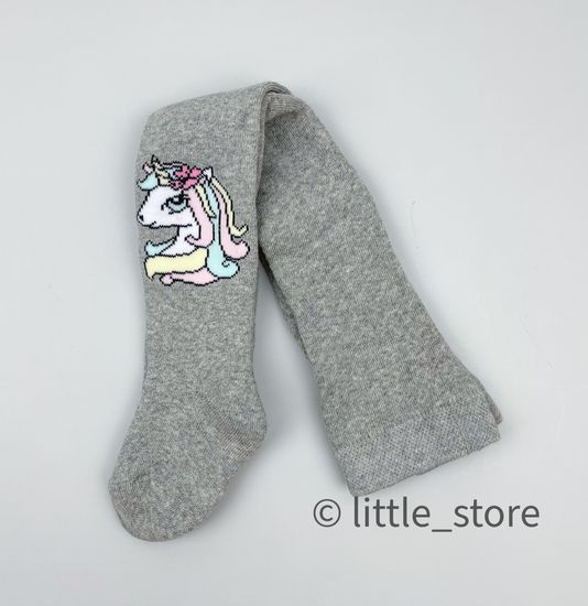 Колготки махровые "Единороги" серые