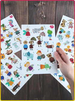 Набор детских стикеров с животными наклейки на телефон ноутбук