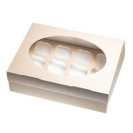 Упаковка для капкейков WHITE с ОКНОМ (12 ячеек )