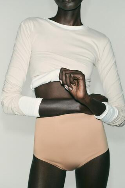 ZARA ФУТБОЛКА С ДЛИННЫМИ РУКАВАМИ, КАМЕННО-СЕРЫЙ