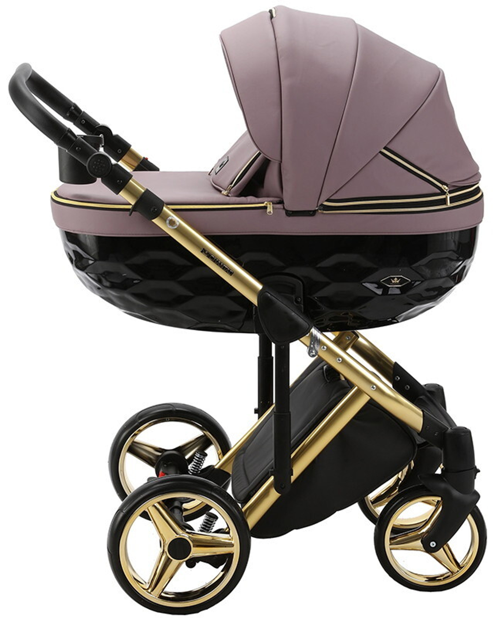Детская коляска Adamex Chantal Special Edition Deluxe 2 в 1 С115 (СИРЕН.ПУДР.КОЖА ЗОЛОТ РАМА)
