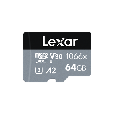 Карта памяти Lexar Professional 1066x Silver microSDXC 64GB UHS-I U3 V30 A2, R/W 160/70 МБ/с с адаптером