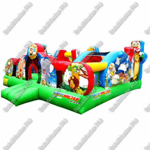 Коммерческий надувной батут "Царство зверей", размер 5*5*3,3 м