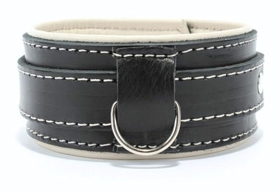 Черный ошейник с бежевым подкладом (Цвет: черный с бежевым)