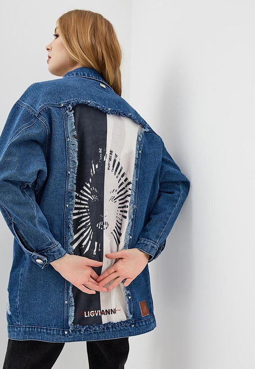 LIGVIANNI Джинсовая куртка Denim Jacket BLACK / WHITE