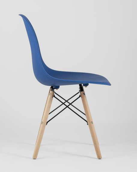 Eames Style DSW синий пластик, стальной каркас, натуральный массив бука