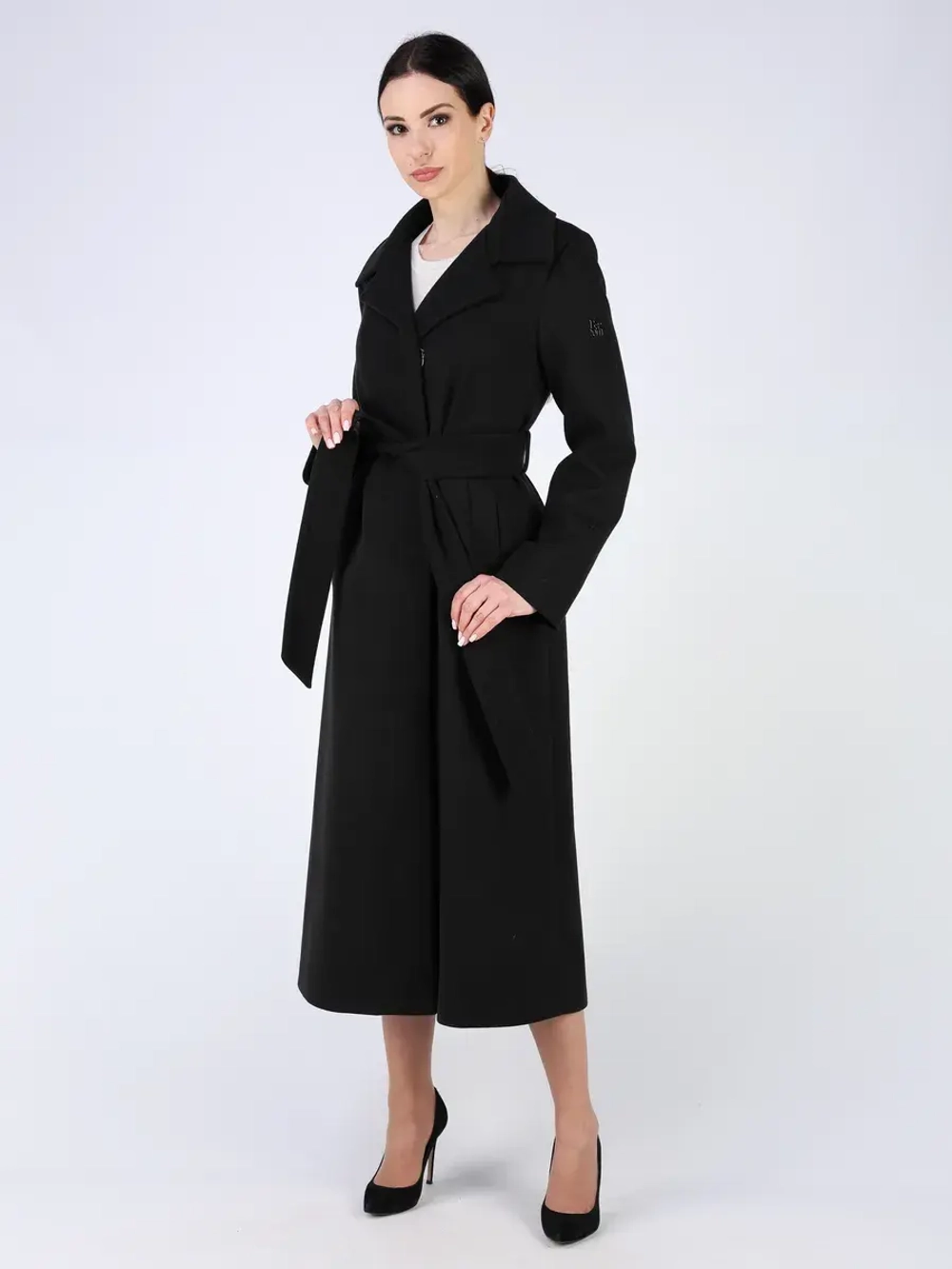 Пальто демисезонное длинное с поясом