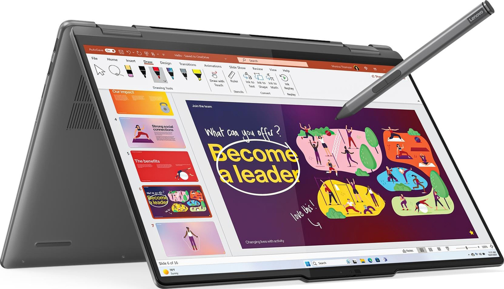 Ноутбук Lenovo Yoga 7 2-in-1 16IML9, 16'', Storm Grey, KB RUS/ENG, Power Cord EU (83DL0002US) в регионах России