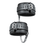 Черные кожаные оковы на цепочке с карабинами Bior Toys Notabu Real Leather NTB-80708