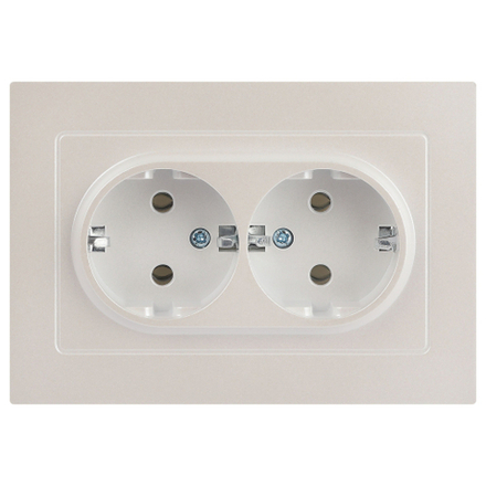 Розетка Intro Accent 6-205-06 , 2X2P+E Schuko, 16А-250В, IP20, СУ, AL/CU, перламутр