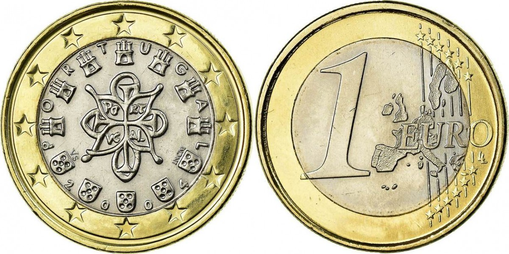 Португалия 1 евро, 2002-2008 Королевская печать 1144 года XF