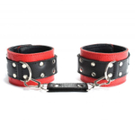 Красно-чёрные наручники из натуральной кожи (Цвет: красный с черным)