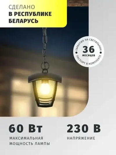 Светильник уличный потолочный Navigator 80 464, 4 грани, 60 Вт, цоколь Е27, черный