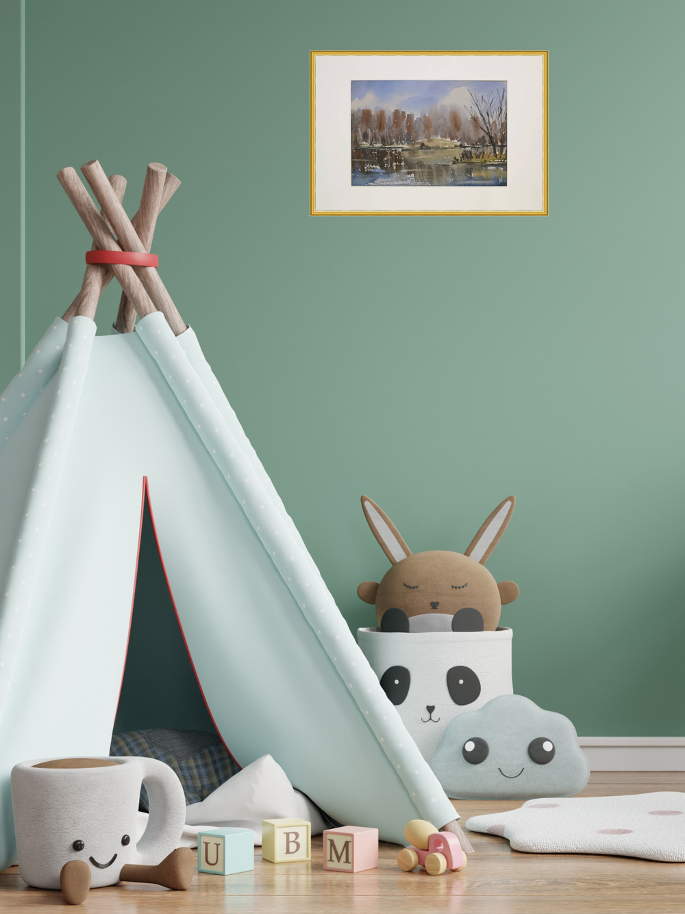 Картина акварельная авторская в паспарту 21х30 см на стену для интерьера "Тованово в апреле. 3 года спустя".