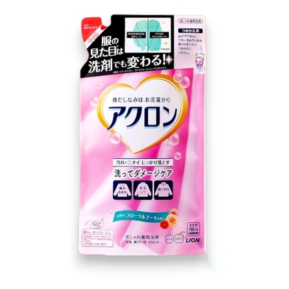 Жидкость для стирки деликатных тканей Lion Япония Akron, аромат цветов, 380 мл