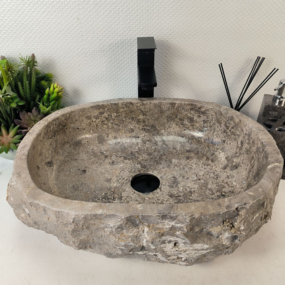 Каменная раковина из мрамора Erozy Grey EM-05316 (51*42*16) 0887из натурального камня