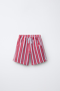 ZARA ШОРТЫ В ПОЛОСКУ, КРАСНАЯ ПОЛОСКА
