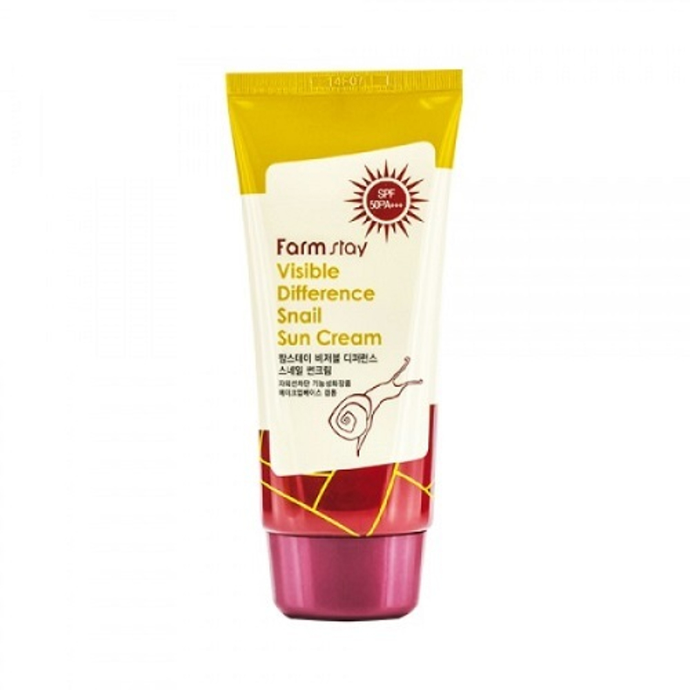 Крем солнцезащитный с экстрактом улитки SPF50 PA+++ FarmStay Visible Difference Snail Sun Cream 70мл