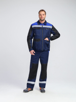 Костюм ProfLineBase-1 (тк.Твил,210) брюки, т.синий/черный/васильковый
