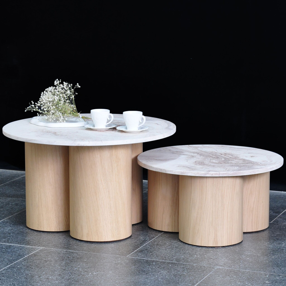 Стол с искусственным камнем Лейна, лак бесцветный, большой