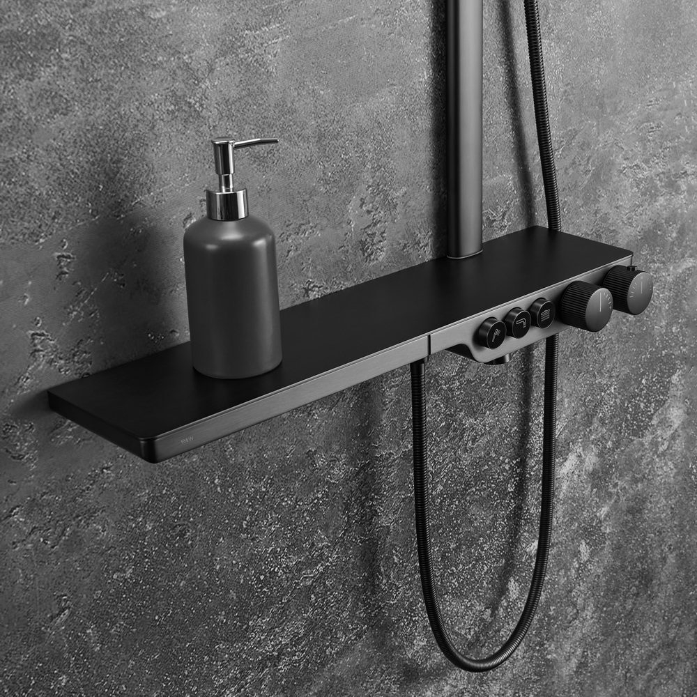 Душевая система Black&White Universe с термостатом, Gun Metal (U7655GM)