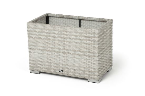 "Лунго" кашпо для цветов большое плетеное из искусственного ротанга, цвет бежевый