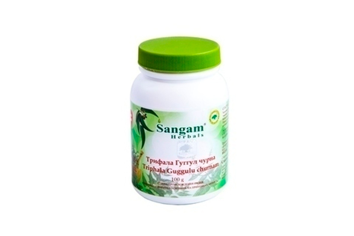 Sangam Herbals Трифала Гуггул чурна Triphala Guggul Churnam (Харитаки, Амалаки, Бибхитаки, Перец, Гуггул) смесь сухого растительного сырья 100 г
