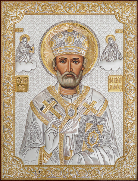 Николай Чудотворец, икона прямоугольная без рамки, красное дерево 120х160