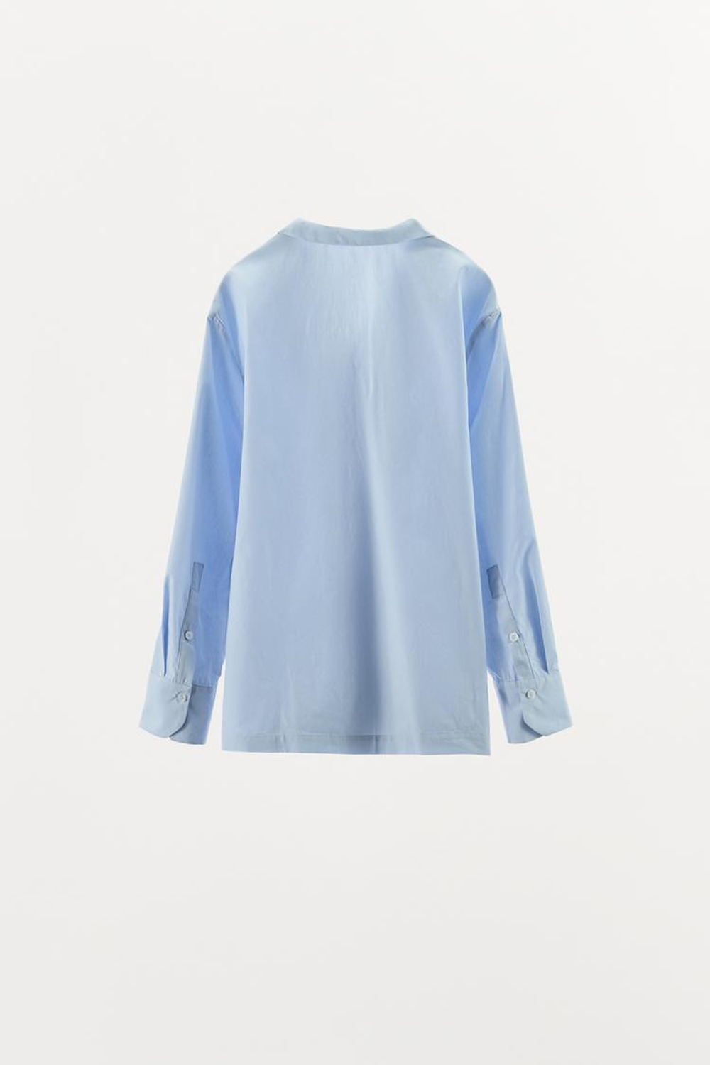 ZARA ХЛОПКОВАЯ РУБАШКА В ПИЖАМНОМ СТИЛЕ, ПАСТЕЛЬНО-СИНИЙ