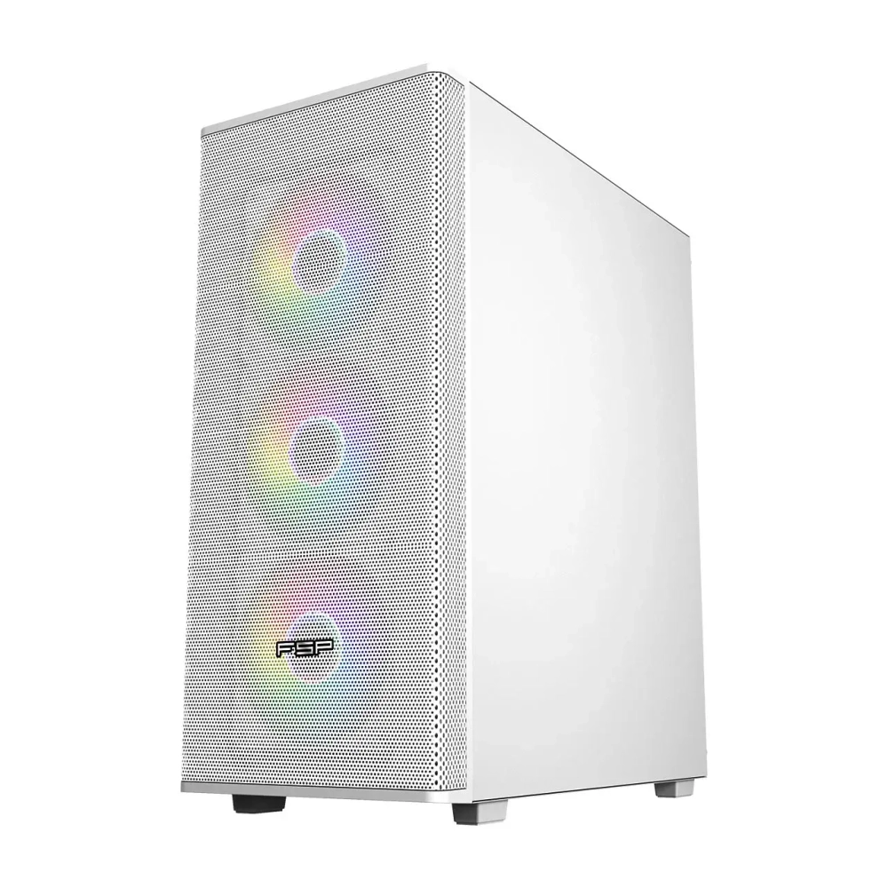 Компьютерный корпус FSP CMT196W, Без БП, 1xUSB3.0/2xUSB2.0, 4x ARGB 120mm, Glass, White, ATX