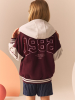 Бомбер с капюшоном для девочки Next B39-544, Бордовый, Белый