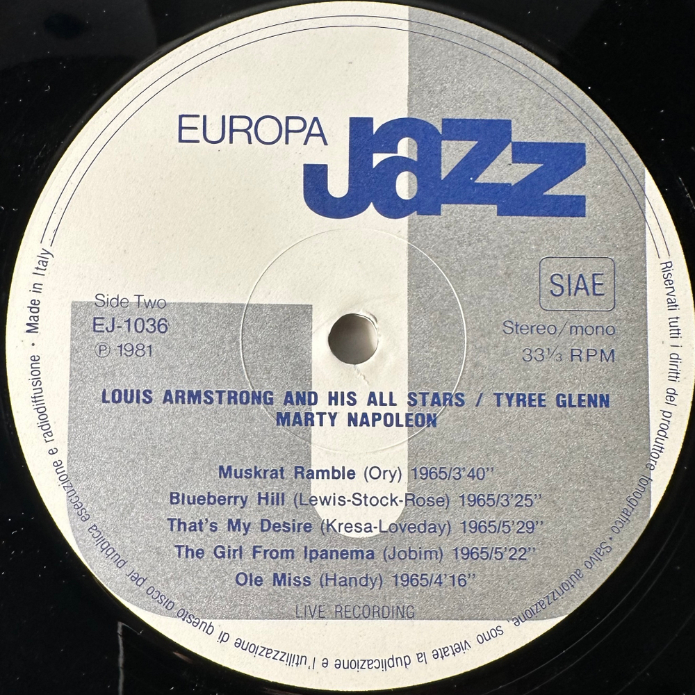 Louis Armstrong And His All-Stars / Tyree Glenn / Marty Napoleon ‎– Europa Jazz (Италия 1981г.)