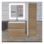 Тумба с раковиной Uperwood Barsa 60 см, раковина белая, подвесная тумба белая/дуб сонома