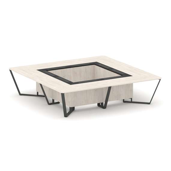 Steel Meet Стол переговорный квадратный KM-PR.B.SP-16K Денвер Светлый/Графит Глянец/Металл Антрацит