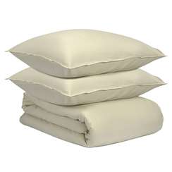 Комплект постельного белья из сатина серо-бежевого цвета с брашинг-эффектом из коллекции essential