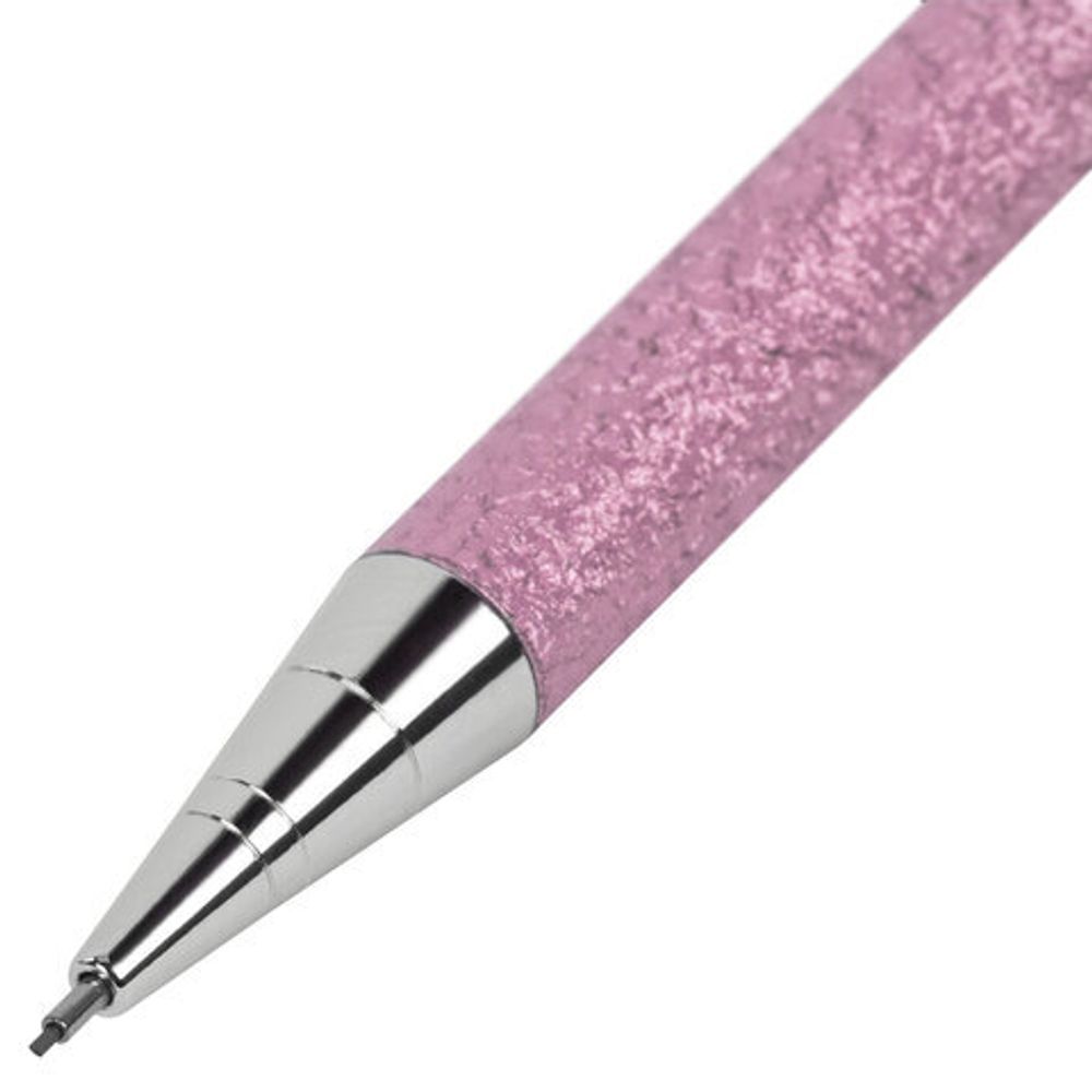 Карандаш механический 0,5 мм + грифели HB 12 штук на блистере, BRAUBERG "ROSE PINK", 181971