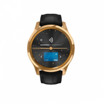 Часы c трекером активности GARMIN Vivomove Luxe золотистые черные с кожаным ремешком, 010-02241-22