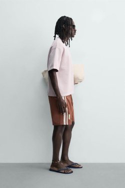 ZARA X PUKAS SURF ДЛИННЫЕ ПЛАВКИ С ПОЛОСАМИ, КОРИЧНЕВЫЙ