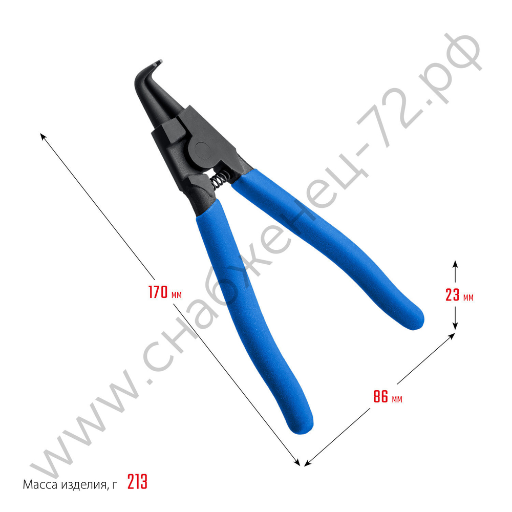 ЗУБР 170 мм, изогнутые губки, Внешний съемник стопорных колец (22821-4)