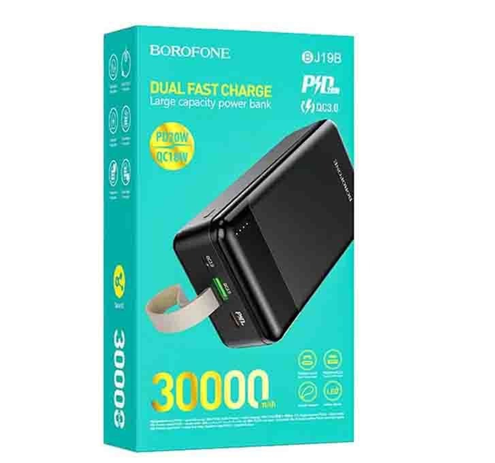 Портативный аккумулятор BOROFONE BJ19B PD 20W+QC 3.0 30000 mAh (черный)