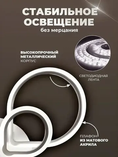 Люстра потолочная светодиодная Classmark, металл и акрил, регулировка яркости, пульт дистанционного управления, 7 цветов подсветки, RGB, белый