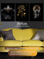 Модульная картина на холсте из 3 штук 50x70 см Dark Gold на стену для интерьера