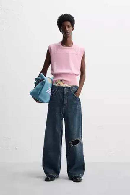 ZARA X HARRY LAMBERT ДЖИНСЫ ШИРОКОГО КРОЯ, СИНИЙ
