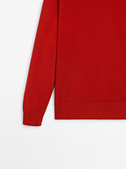 Massimo Dutti Джемпер из 100% кашемира с круглым вырезом, красный