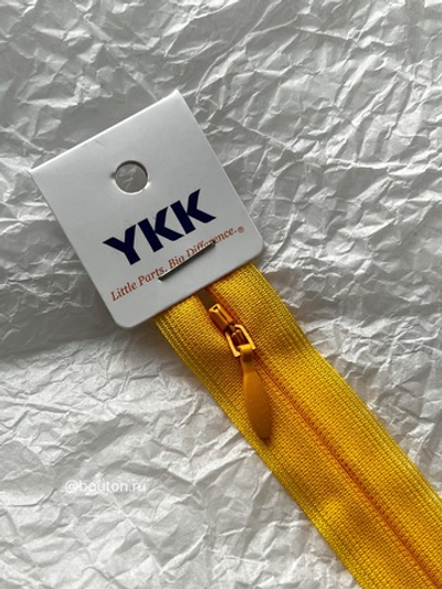 Молния YKK потайная, неразъемная тип 2 канареечный (желтый) 506